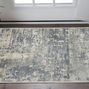 2' X 4' Beige And Gray Abstract Distressed Area Rug