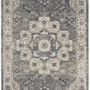 3' X 5' Grey And Ivory Oriental Power Loom Non Skid Area Rug