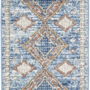 2' X 4' Blue Southwestern Power Loom Non Skid Area Rug