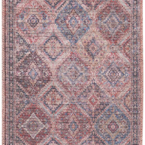 2' X 6' Red Oriental Power Loom Distressed Washable Runner Rug