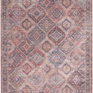 4' X 6' Multicolor Oriental Power Loom Distressed Washable Area Rug