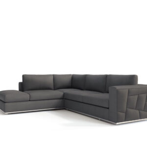 Dark Gray Italian Leather L Shaped Two Piece Corner Sectional