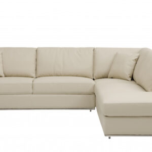 Beige Italian Leather Reclining L Shaped Two Piece Corner Sectional