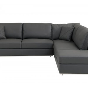 Dark Gray Italian Leather Reclining L Shaped Two Piece Corner Sectional