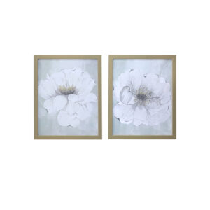 Set of Two White Rose Gold Picture Frame Painting Wall Art