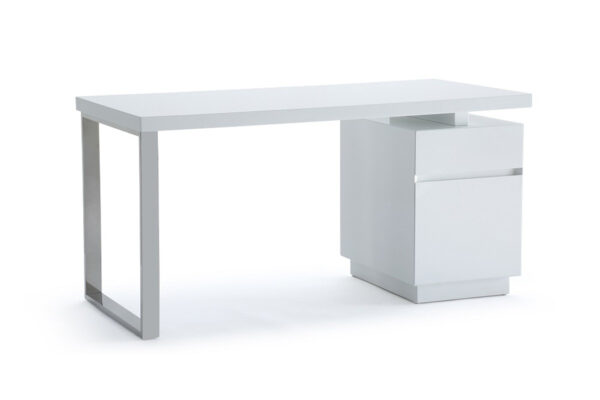 59" White Manufactured Wood Rectangular Writing Desk With Two Drawers