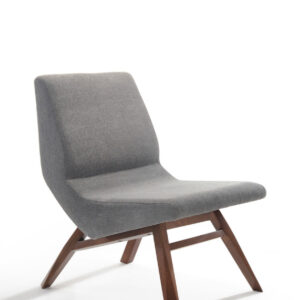 22" Gray And Brown Upholstered Lounge Chair With Ottoman
