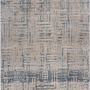 10' X 13' Cream Blue And Ivory Geometric Distressed Stain Resistant Area Rug