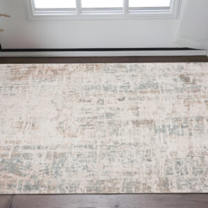 2' X 3' Gray Blue Taupe And Cream Abstract Distressed Stain Resistant Area Rug