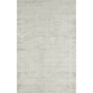 9' X 12' Ivory And Gray Floral Power Loom Distressed Stain Resistant Area Rug