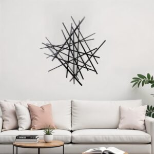 29" X 27" Black Metal Novelty Abstract Hanging Dimensional Sculpture
