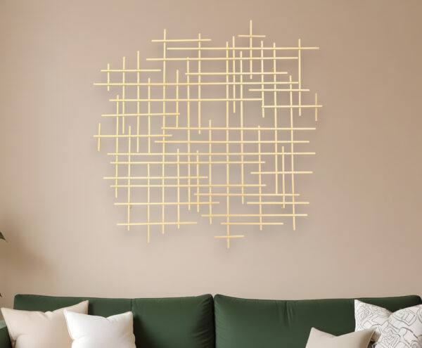 31" X 31" Gold Metal Abstract Lines Hanging Dimensional Sculpture