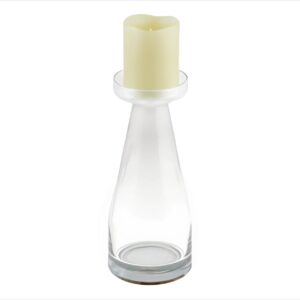 11" Clear Glass Centerpiece Pillar Candle Holder With Candle