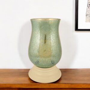 14" Green Mercury Glass Centerpiece Hurricane Candle Holder With Candle