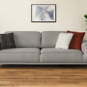 90" Linen Linen Sleeper Sofa And Toss Pillows With Silver Legs