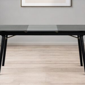 71" Black Rectangular Manufactured Wood Butterfly Leaf Dining Table