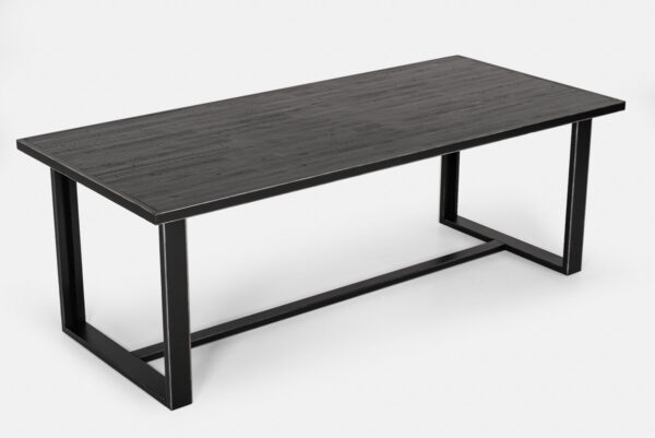87" Black Rectangular Solid Manufactured Wood And Iron Dining Table