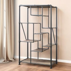 Gray And Brown Metal Eight Tier Bookcase