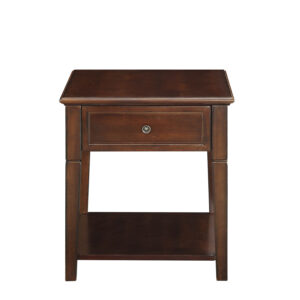 24" Walnut Manufactured Wood Rectangular End Table With Drawer And Shelf