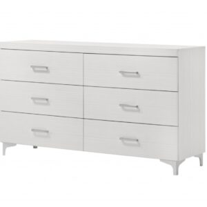 58" White Solid and Manufactured Wood Six Drawer Double Dresser