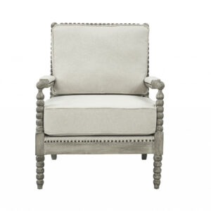 35" Beige and Gray Linen Club Chair