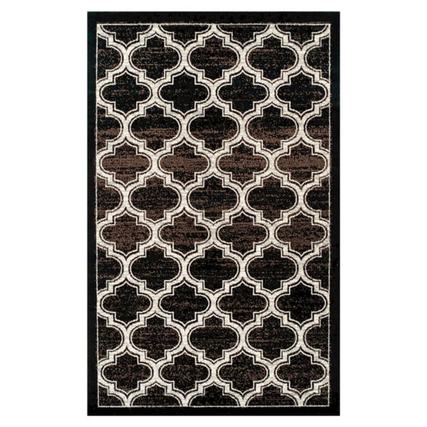 8' X 10' Black Geometric Stain Resistant Area Rug - Image 2