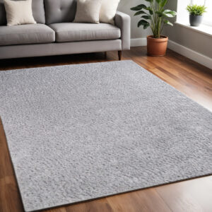 5' X 8' Silver Shag Stain Resistant Area Rug