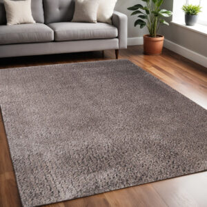 5' X 8' Taupe Shag Stain Resistant Area Rug