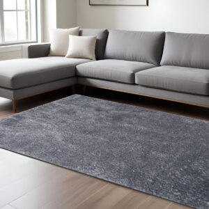 8' X 10' Grey Shag Stain Resistant Area Rug