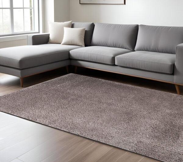 8' X 10' Taupe Shag Stain Resistant Area Rug