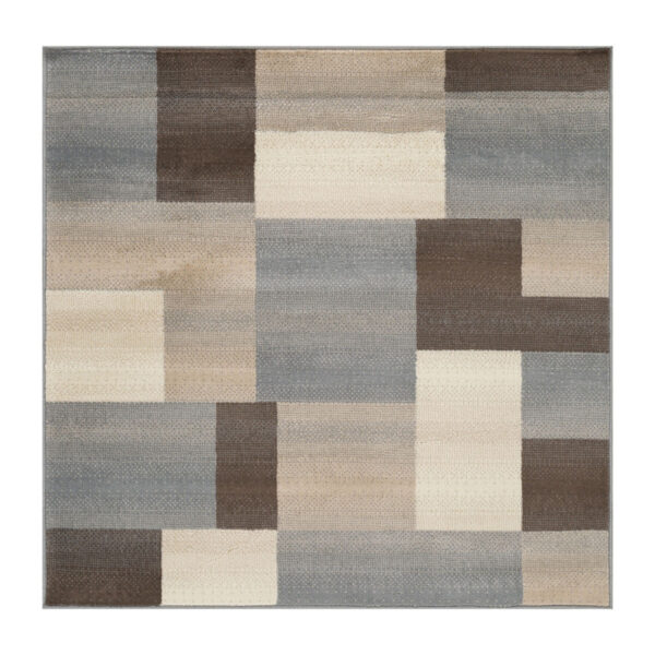 5' Gray Patchwork Square Rug - Image 2