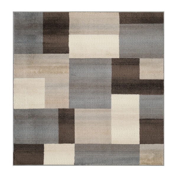 8' Gray Patchwork Square Rug - Image 2