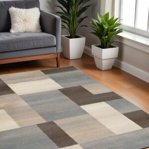 8' Gray Patchwork Square Rug