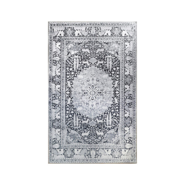 3' X 5' Charcoal Medallion Stain Resistant Area Rug - Image 2