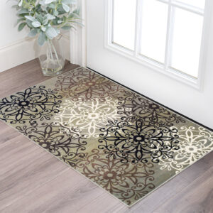 2' X 3' Blue And Gray Medallion Power Loom Stain Resistant Area Rug