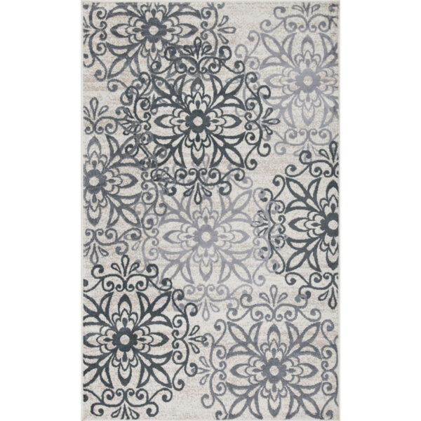 4' X 6' Oatmeal And Gray Medallion Power Loom Stain Resistant Area Rug - Image 2