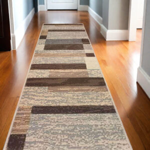 10' Slate Patchwork Power Loom Stain Resistant Runner Rug
