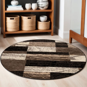 5' Chocolate Patchwork Round Rug