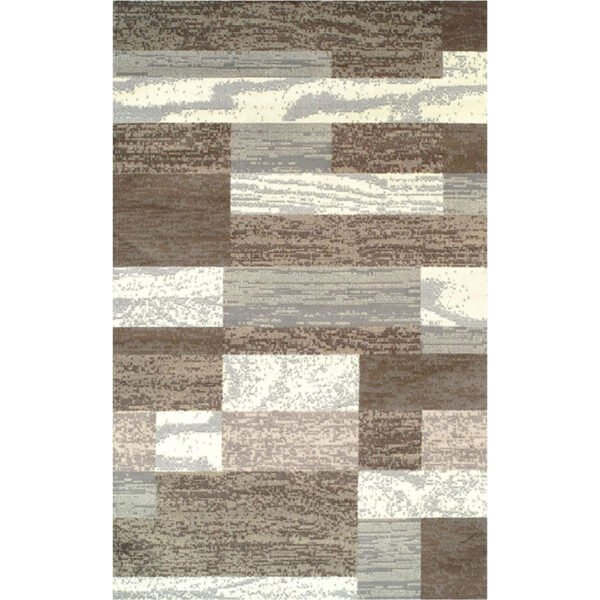 5' X 8' Light Blue And Ivory Patchwork Power Loom Stain Resistant Area Rug - Image 2