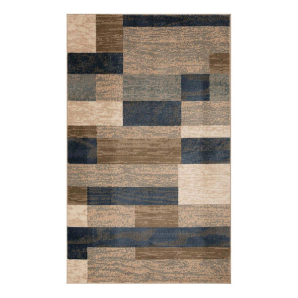 7' X 9' Midnight Navy Patchwork Power Loom Stain Resistant Area Rug - Image 2