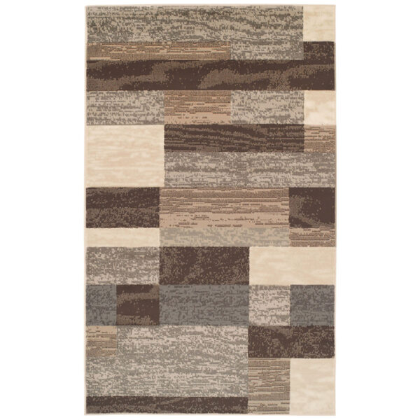 7' X 9' Slate Patchwork Power Loom Stain Resistant Area Rug - Image 2