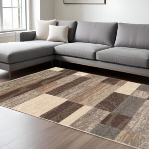 7' X 9' Slate Patchwork Power Loom Stain Resistant Area Rug