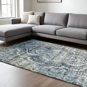 9' X 12' Taupe Abstract Power Loom Distressed Stain Resistant Area Rug