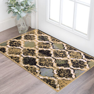 2' X 3' Multi Color Quatrefoil Power Loom Distressed Stain Resistant Area Rug