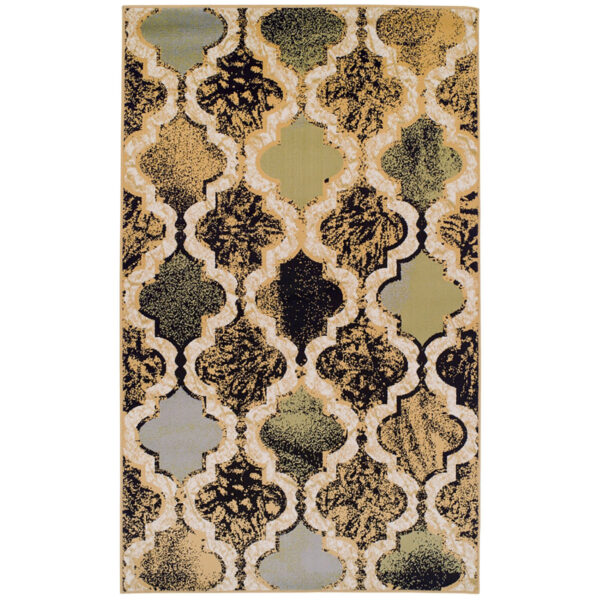 4' X 6' Multi Color Quatrefoil Power Loom Distressed Stain Resistant Area Rug - Image 2