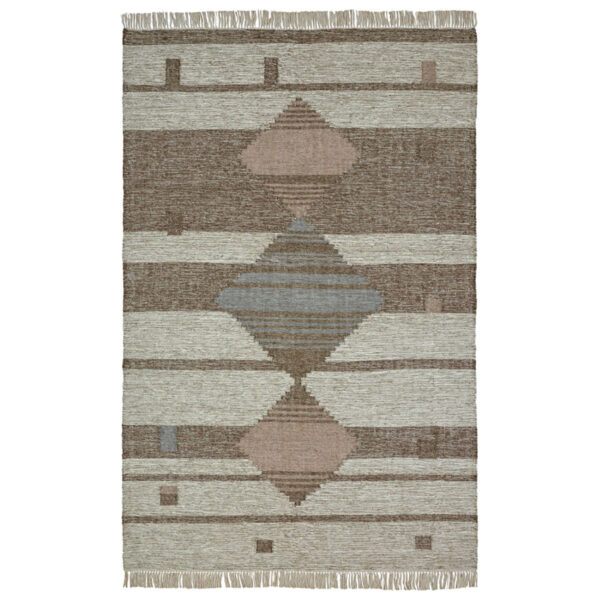 8' X 10' Grey Geometric Flatweave Handmade Stain Resistant Area Rug With Fringe - Image 2