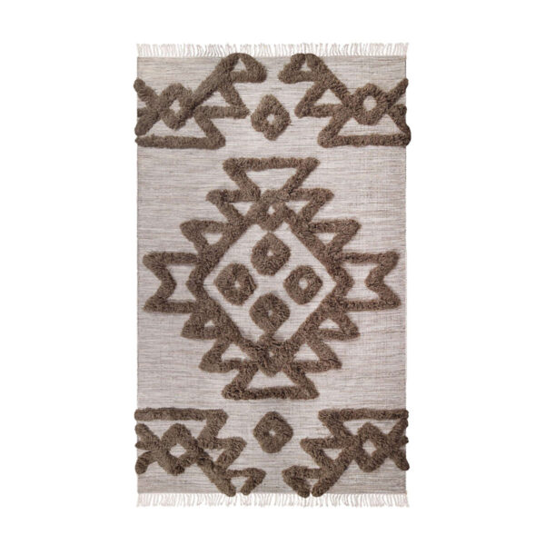 8' X 10' Sand And Taupe Wool Geometric Power Loom Stain Resistant Area Rug With Fringe - Image 2