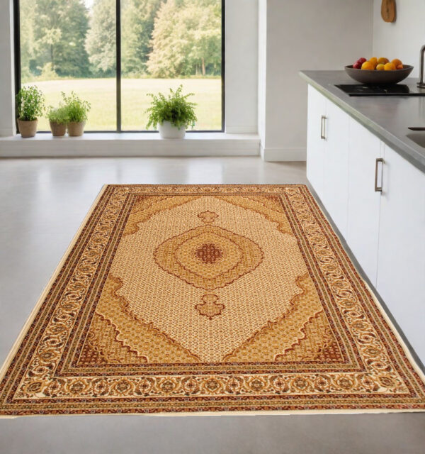 4' X 6' Beige and Ivory Oriental Power Loom Area Rug - Image 2