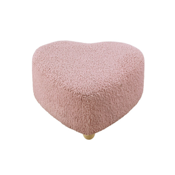 25" Blush Wool And Brown Specialty Ottoman