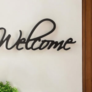 10" X 27" Black Welcome Wall Decor